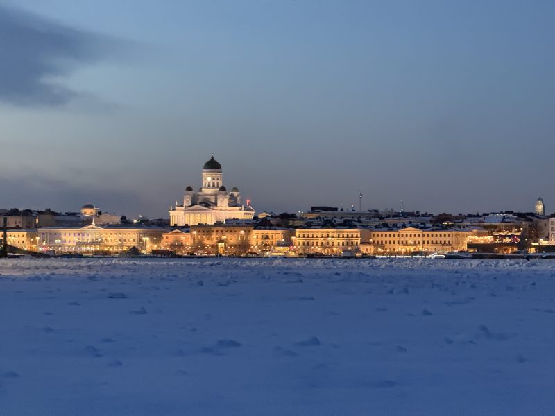 Helsinki seen from the sea ice in the coldest winter in 15 years.
